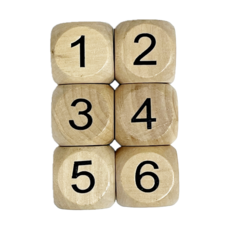 이음모음 나무 원목 숫자 주사위, 6개입