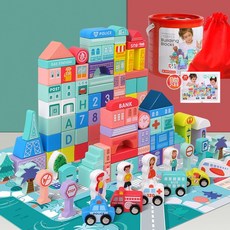 108粒桶裝彩色馬卡龍數字積木 兒童早教益智木質玩具, 108馬卡龍積木, 1個