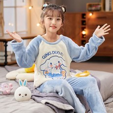 HomeevelyA 童款可愛印花絨面冬季長袖睡衣套裝