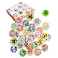 어린이집 유치원 집중력 향상 원목 메모리 카드 게임 32개 나무퍼즐 모형