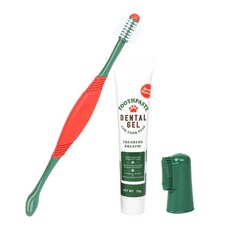 寵物牙刷牙膏套組 寵物雙頭牙刷 寵物口腔清潔 貓狗牙刷 寵物潔牙, 1個, 寵物潔牙套裝, 130g