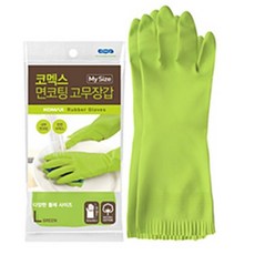 코멕스 면코팅 고무장갑 L, 그린, 대(L), 5개