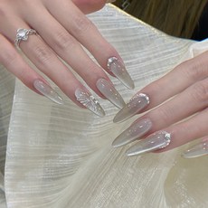 聖誕節爆款穿戴甲草莓塗鴉手工美甲甲片成品30片穿戴式辣妹指甲片, 1個, BY1554冰清玉潤:預製甲條#30片/板