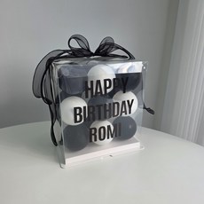 이벤트홀릭 DIY 벌룬박스 자유레터링 생일풍선파티용품, 1개, 05.블랙화이트