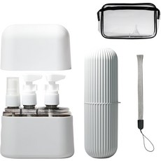 여행용 병 세트 - TSA 승인 휴대용 누수 방지 세면도구 키트 봄 및 여름 리필 가능한 용기라이트 그레이, Green