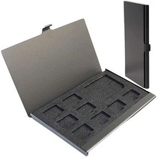 SD 카드 홀더 케이스 PCTC TF 메모리 카드 홀더 케이스 알루미늄 합금 하드 쉘 1SD 카드 및 8TF 카드용 9 in 1 용량 (슬롯 9개)