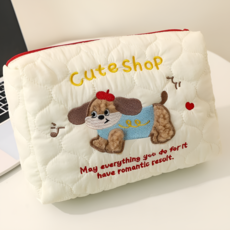 가온루트 곰돌이 강아지 귀여운 캐릭터 퀄팅 여행 화장품 다용도 파우치