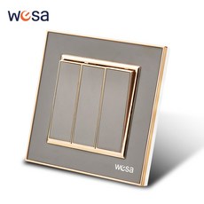 WESA-EU 표준 벽면 소켓 검정색 거울 아크릴 난연성 패널 전원 16A 전기 콘센트 접지 뉴스, 3.3 Gang 1 Way Switch - EU 표준