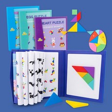 朵趣木製磁性益智七巧板(書本磁吸好收納) 益智遊戲 原木安全玩具 邏輯推理 手眼協調, 1個, 傳統幾何圖