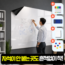 프루드 벽에 붙이는 화이트보드 시트지 + 보드마카 8색, 혼합