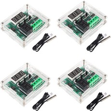케이스가있는 2/4PCS 온도 컨트롤러 모듈 XH W1209 LED 디스플레이 디지털 조절기 방수 NTC 프로브-50 110, [02] 4 SETS