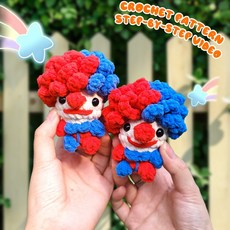 嗨購 可愛紅藍拼色小丑系列初學者手工玩偶材料包 (附英文說明書圖解), DY-0039, 1個