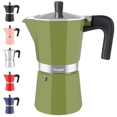 아마존평점4.5+ 미국출고 149009 Mongdio 스토브탑 에스프레소 메이커 모카 포트 스토브 탑 쿠바 커피 메이커 이탈리아 그레카 컵 12개 591.5ml(20온스)