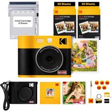 KODAK 미니샷 2 ERA 4PASS 2in1 즉석 카메라 및 포토 프린터노란색 8매, Yellow, 3x3 Camera + 68 Sheets + Acces, 1개