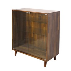 BuyJM 低甲醛寬80公分模型LED燈公仔玻璃展示櫃 公仔櫃 收納櫃 玻璃櫃 LED-BO041, 集成木色