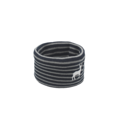 體溫魔術師 條紋麋鹿刺繡保暖圍脖 毛線脖圍 秋冬舒適保暖 經典百搭款, 丈青, 1個