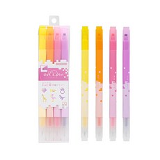 dot 'e pen 方形標記圓點雙頭兩用筆 (4入組) 螢光筆 記號筆 像素筆 (日本進口sun-star), 粉紫色系, 1盒