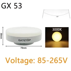 LED 캐비닛 조명 옷장 GX53 스포트라이트 AC85V-260V 깜빡이 없는 따뜻한 백색광 5W-15W 높은 루멘 100L, 01 Warm light, 01 AC85V-265V, 04 5W