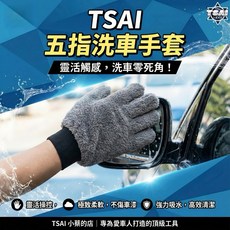 TSAI 小蔡的店 五指纖維洗車手套 洗車手套 洗車海綿 洗車棉 羊毛手套 洗車布 洗車清潔用品, 1個