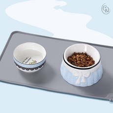 두루픽 강아지 고양이 식기매트 실리콘 밥그릇 물그릇 받침 논슬립, 그레이, 1개