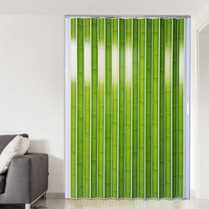 홀딩도어 자바라 접이식 자바라문 칸막이 커튼 이중겹 통대나무그린