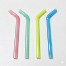 일회용 파스텔 꺾이는 빨대 자바라 대용량 개별포장 긴 빨대 혼합 21cm, 1세트, 500개
