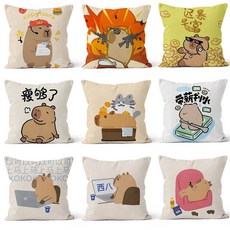 卡皮巴拉抱枕家居可拆洗靠墊辦公室午睡專用枕靠枕, 卡皮巴拉3,40x40cm（不含芯）