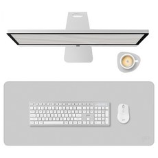 지클릭커 가죽 장패드 데스크 매트 with 티코스터, 라이트 그레이, 1개