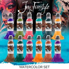 WORLD FAMOUS INK Jay Freestyle 幾何寫實重彩紋身色料套裝 (12色), 1個