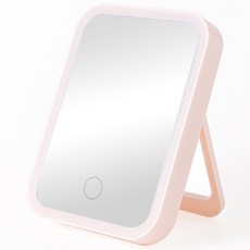 LED USB充電式攜帶/桌上型化妝鏡, 粉色