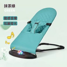 嬰兒搖椅哄娃神器 寶寶搖籃搖牀摺疊款菱形布面哄娃神器搖搖椅, 綠色方格帶音樂