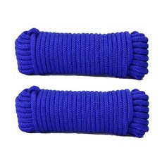 2피스 다이아몬드 브레이드 로프 옷 걸이 스트링 실내 유틸리티 빨랫줄 타이 풀 매듭 캠핑 아웃도어 퍼플 10M 139882, 10m 나일론 빨랫줄 블루 2팩