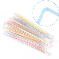 [샵피카] 자바라빨대 80P 컬러빨대 꺾이는빨대 빨때 빨대개별포장