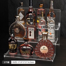 酒吧檯家用調酒工具收納架 桌面酒架 置物架 紅酒架 餐具收納架 廚房置物架, 1個, PET三層半圍擋【透明】酒盒收納SF-2