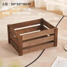원목 수납함 소품박스 우드박스 수납 미니 엔틱 원목박스, 1개, 특대형 연밤색