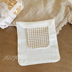 ins風 嬰幼兒純棉紗布墊背巾 寶寶吸汗巾 隔汗巾, 啡白格子-汗巾, 1個