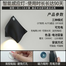 免打孔 感應發光門牌 磁吸固定 附贈強力膠, 蝙蝠感應燈, 1個