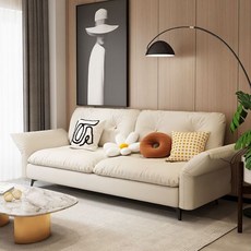 舒心美鏡 折疊沙發床兩用 簡約現代小戶型雙人/三人沙發 客廳臥室家用科技布雲朵沙發 可調節扶手