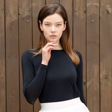 AVAVE 여성 라운드넥 냉감 이너웨어 골프 파크골프 쿨 티셔츠 블랙