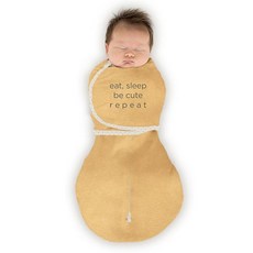SwaddleDesigns 6방향 Omni Swaddle Sack® 신생아용 팔걸이 포대기 깜짝 반사를 진정시키는 더 많은 옵션 수면 개선 쉬운 전환 아기 수면 주머니, 헤더 골드, Eat Sleep Repeat