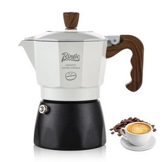 Bincoo Three Valve 에스프레소 메이커 스토브탑 캠핑 모카포트 2컵/120ml 스토브 탑 에스프레소 이탈리아 커피 메이커 쉬운 사용, 화이트-블랙