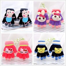 兒童五指手套冬季男女童分指保暖套小孩卡通毛絨加厚防凍女孩手套Doly