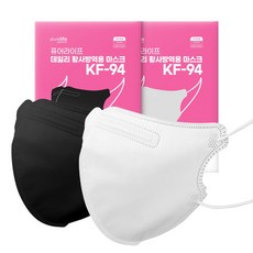 퓨어라이프 마스크 KF94 새부리형 마스크 대형 블랙 화이트 50매 100매, 블랙 대형, 100개, 1매입