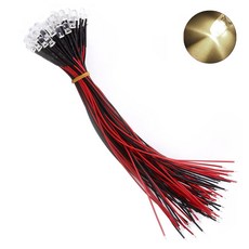 3파이 36V LED 웜화이트 표시등 저항내장형 와이어 케이블 일체형 태양광 배터리 전기 제어판 소형 전자부품 DIY, 10개