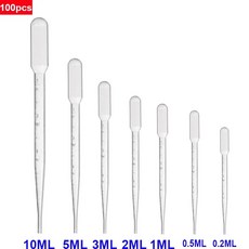 100PCS 0.2 0.5 1 2 3 5 10mL 실험실 피펫 플라스틱 일회용 졸업 용기 액체 Dropper 장비 밀짚, 0.5ML