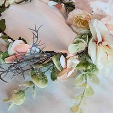 웨딩 화관 신부 머리띠 조화 꽃 헤어밴드 포토 촬영 소품 액세서리, 상세페이지 참조