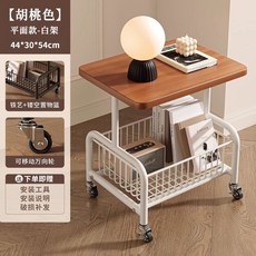 쇼파 사이드 테이블 소파 거실 원형 틈새 티테이블 이동식, G. 평평한 호두색 흰색 프레임 매끄럽고 부드러운 강화