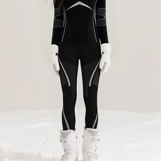 스키내의 속건성 보온 내복 겨울용 남녀공용 화이트, 1개, 미드나잇블랙 하의