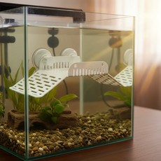 일광욕 거북이 쉼터 반수생 육지 섬 어항 미끄럼방지 흡착식, 1개, 1good day 화이트