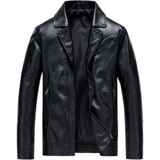 MaiyifuGJ 남성 PU 인조 가죽 재킷 노치 라펠 슬림핏 집업 바이커 빈티지 모토 경량 아웃웨어 코트, Black, 5X-Large, 1개